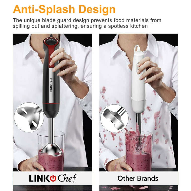 ChefWave Intermix Immersion Blender Handheld, 500W 5-in-1 Multi-Purpose  Hand Blender, 9-Speed Stick Blender, 20oz Beaker, 20oz Chopper, Egg Whisk