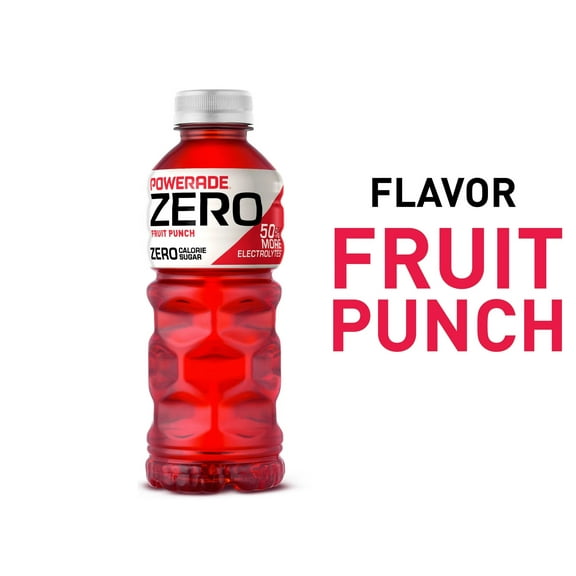 POWERADE Zero Sugar Fruit Punch Electrolyte Sports Drink, 20 fl oz