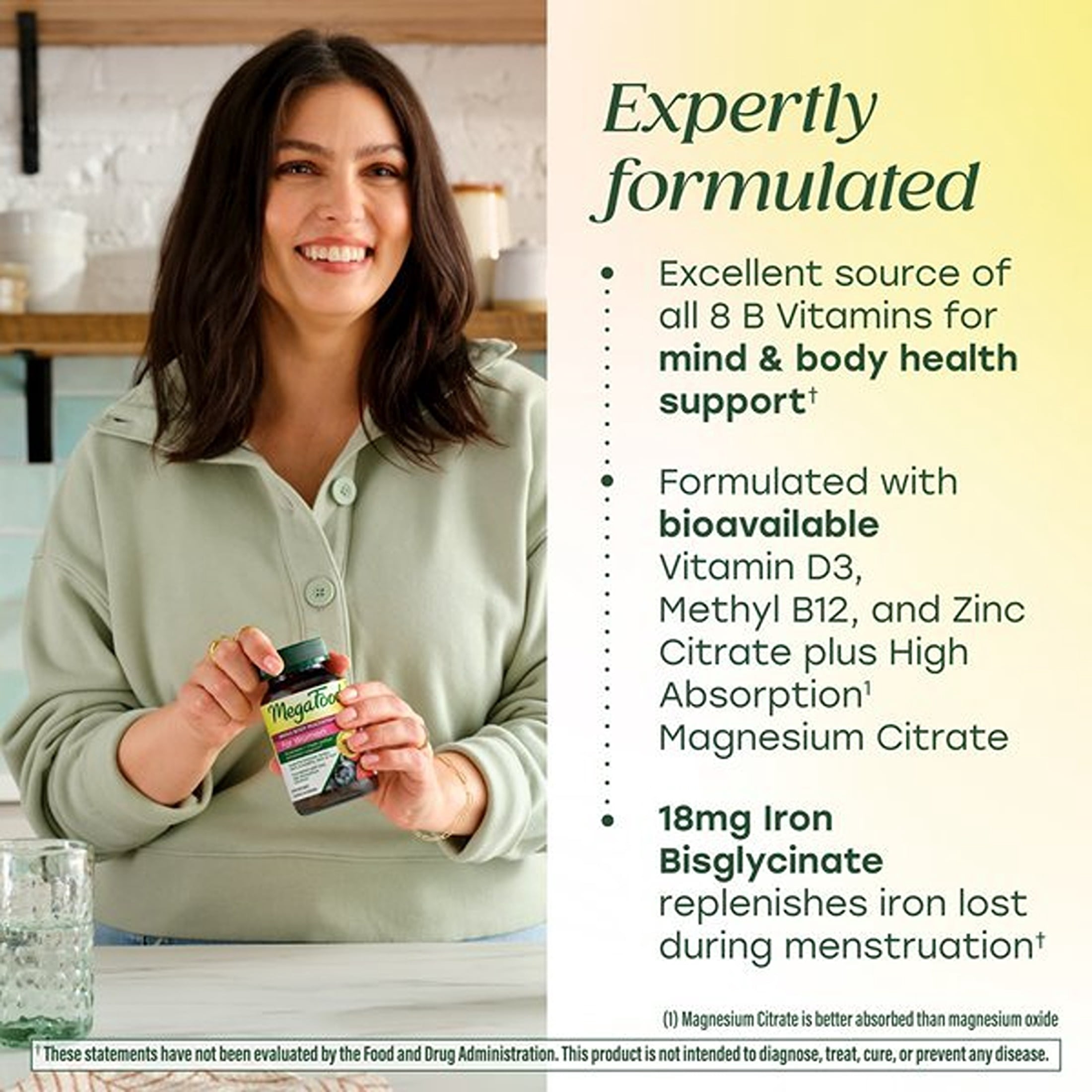 (3 pack) MegaFood Whole Body Women's Multivitamin Multivitamin for Women Vitamin D3 K2, Magnesium Citrate, Folate, Biotin, Iron Brain, Heart, Skin & Hair & Immune Support 60 Capsules, 30 servings