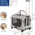 thumbnail image 5 of TJOUL Extra Large Cat Carrier Soft Sided with Wheels Folding Small Medium Dog Pet Carrier 24"x16.5"x16" Travel Collapsible Ventilated Comfortable Design Portable Vehicle, 5 of 6