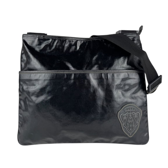 Pre-Owned Gucci Shoulder Bag in Black PVC, Unisex, 181093 z8066