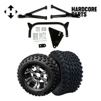 Hardcore Parts 6" A-Arm Lift Kit for Yamaha G8-G14/G16/G19/G20 Golf Cart with 12" Machined/Black ‘VAMPIRE’ Wheels and 23"x10.5"-12" All-Terrain tires