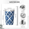 thumbnail image 2 of 12oz Conical Thermal Insulation Cup 4.9×3.2in With Straw No Odor Insulation Effect Is Good For Party Camping Picnic Travel Indigo Moroccan Trellis Hand-Drawn Sketch_2, 2 of 7