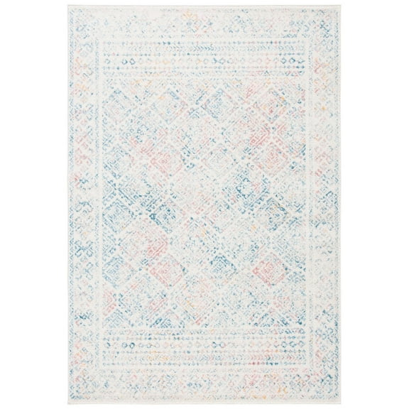 SAFAVIEH Tulum Ophelia Bordered Geometric Area Rug, 5'3" x 7'6", Ivory/Terracotta