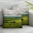 thumbnail image 3 of Creowell Green Field Clouds Houses Fashion Style Dirt-Resistant Throw Pillow Covers for Couch Sofa Bed Living Room Bedroom Aesthetic Decorative Year-Round Pillow Case 1PC 12x12in, 3 of 5