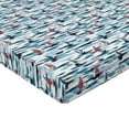 thumbnail image 4 of Ambesonne Sailor Fitted Sheet, Sailing Boats Nautical Print, Full Size, Vermilion Seafoam and Blue, 4 of 5