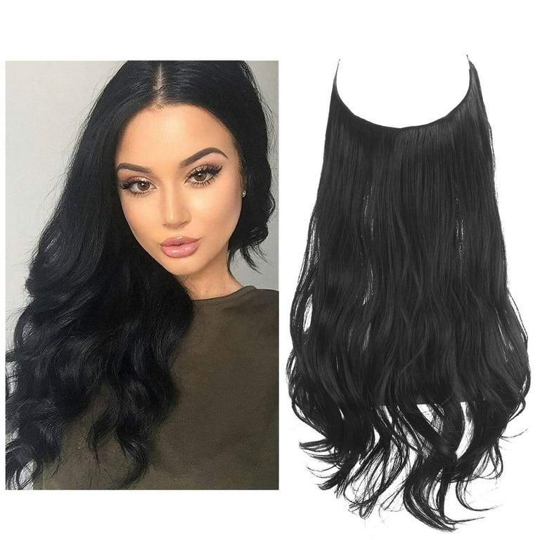 SARLA Hair Extension Halo Medium Brown With Ash Blonde Highlight Curly Short Synthetic Hairpiece 12 Inch 3.5 Oz Hidden Wire Headband for Women Heat Resistant Fiber No Clip M05 10H24B Walmart
