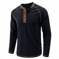 thumbnail image 4 of SWSMCLT Men's Henley Shirts Long Sleeve Tshirt Soft Cotton Casual Tees Reglan Sleeve 4 Button Contrast Color Slim Fit Top Royal Blue Small, 4 of 4