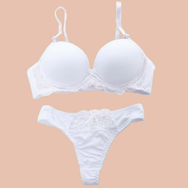 Women's Sexy Candy-Colored Bra Solid Color Lace Underwear Set 