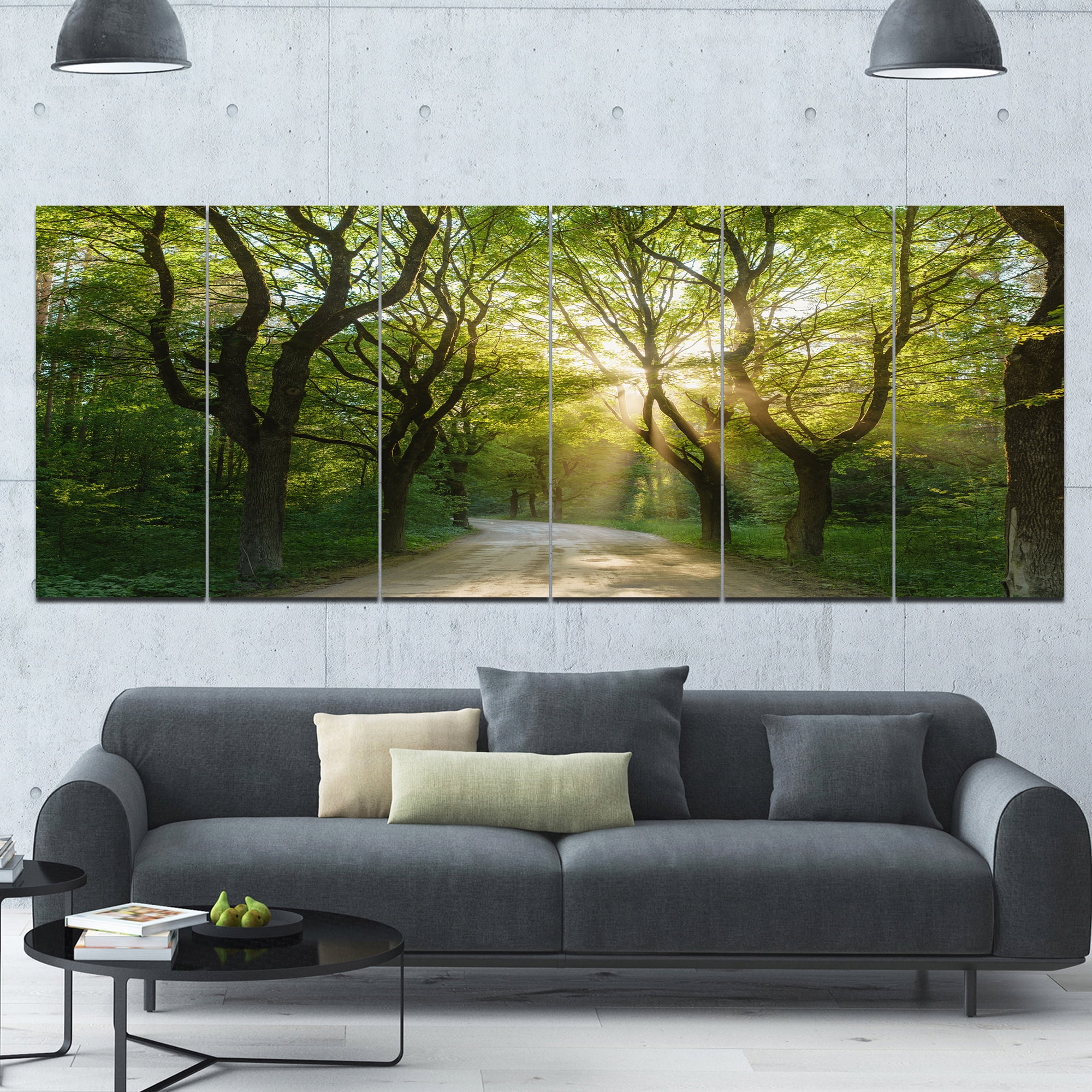 Designart 'Evening in Green Forest ' Landscape Canvas Art Print