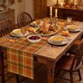 thumbnail image 2 of Plaid Fall Table Runner - 60 Inch Long Thanksgiving Orange Brown Autumn Farmhouse Harvest Cotton and Linen Blended Dress Scarves Farmhouse Table Runner for Kitchen Dining, Coffee Table, 13" x 60", 2 of 8
