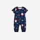 thumbnail image 2 of Conjuntos de pijamas familiares a juego con camisa y pantalones abotonados con cuello con muescas y estampado de copos de nieve y Papá Noel, 2 of 5