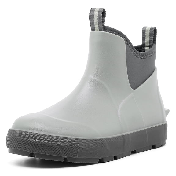 HSBDNZQ Men's Deck Boots, Waterproof Ankle Rain Boots, Anti-Slip Rubber Fishing Shoes for Boating, Gardening & Outdoor Work, Gray, Size 12