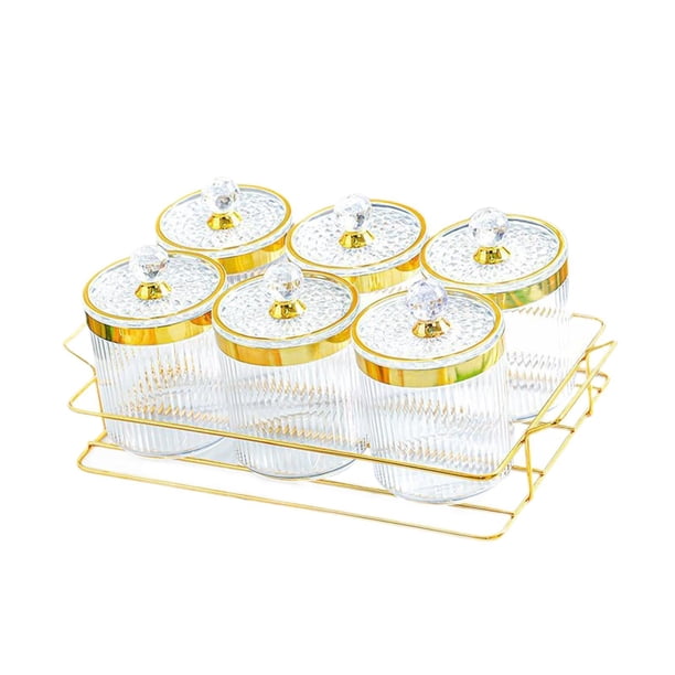 Tarros de frutas secas con tapa, contenedor de almacenamiento de alimentos para el comedor, fiesta, frutos secos Transparente 6 cuadrículas