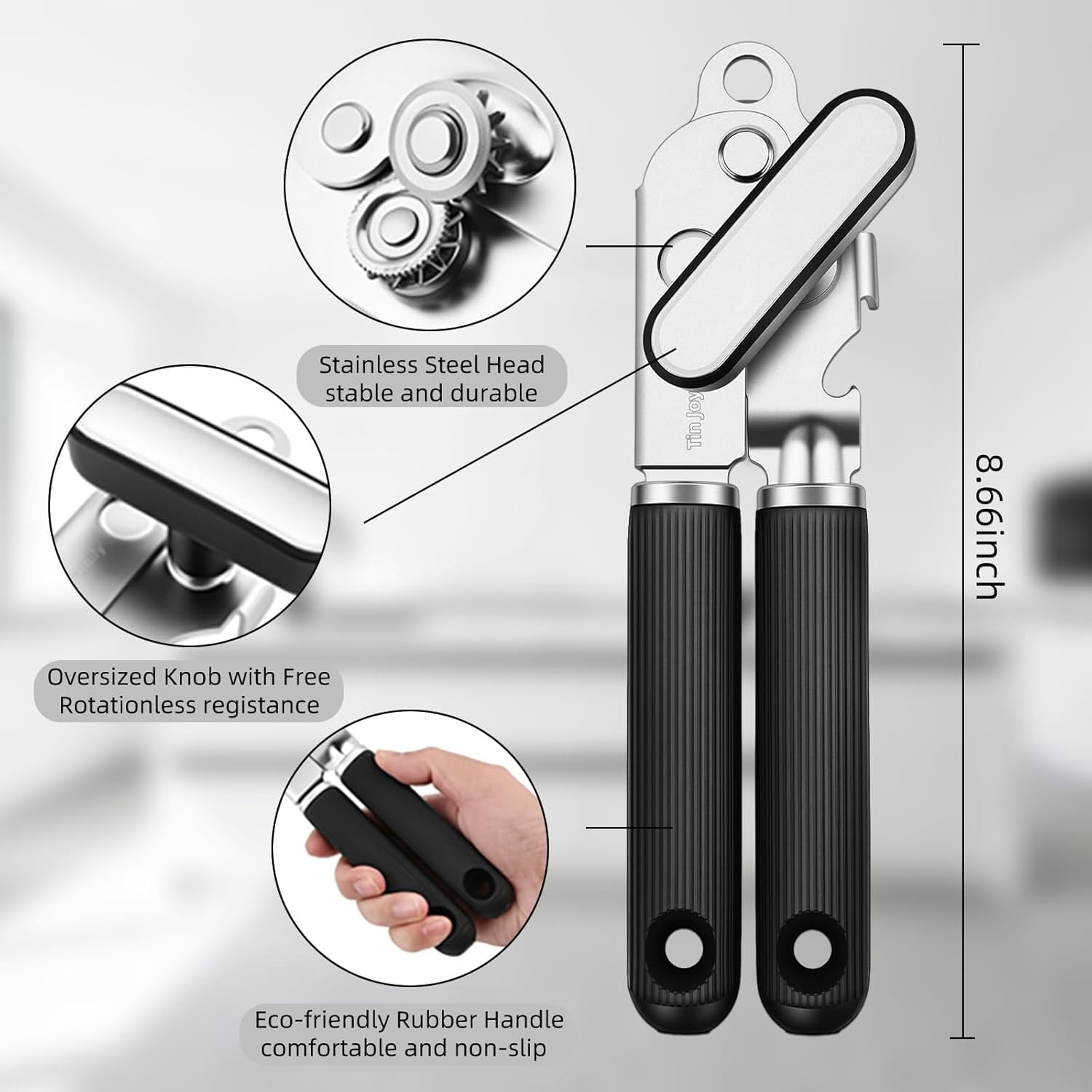 FRKSMD-Tin Joy Family™ Stainless Steel Manual Can Opener – Easy Grip Ergonomic Dual-Magnetic Lid Holder, Rust-Resistant, Dishwasher Safe & No Sharp Edges for Elderly