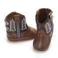 thumbnail image 6 of Baby Boys Girls PU Leather Cowboy Boots Newborn Soft Sole Non-Slip Bootie Crib Shoes 0-18M, 6 of 9
