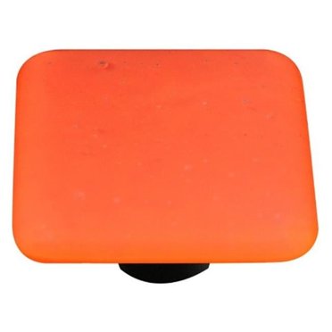 Hot Knobs HK9051-KB Opaline Orange Square Glass Cabinet Knob - Black Post
