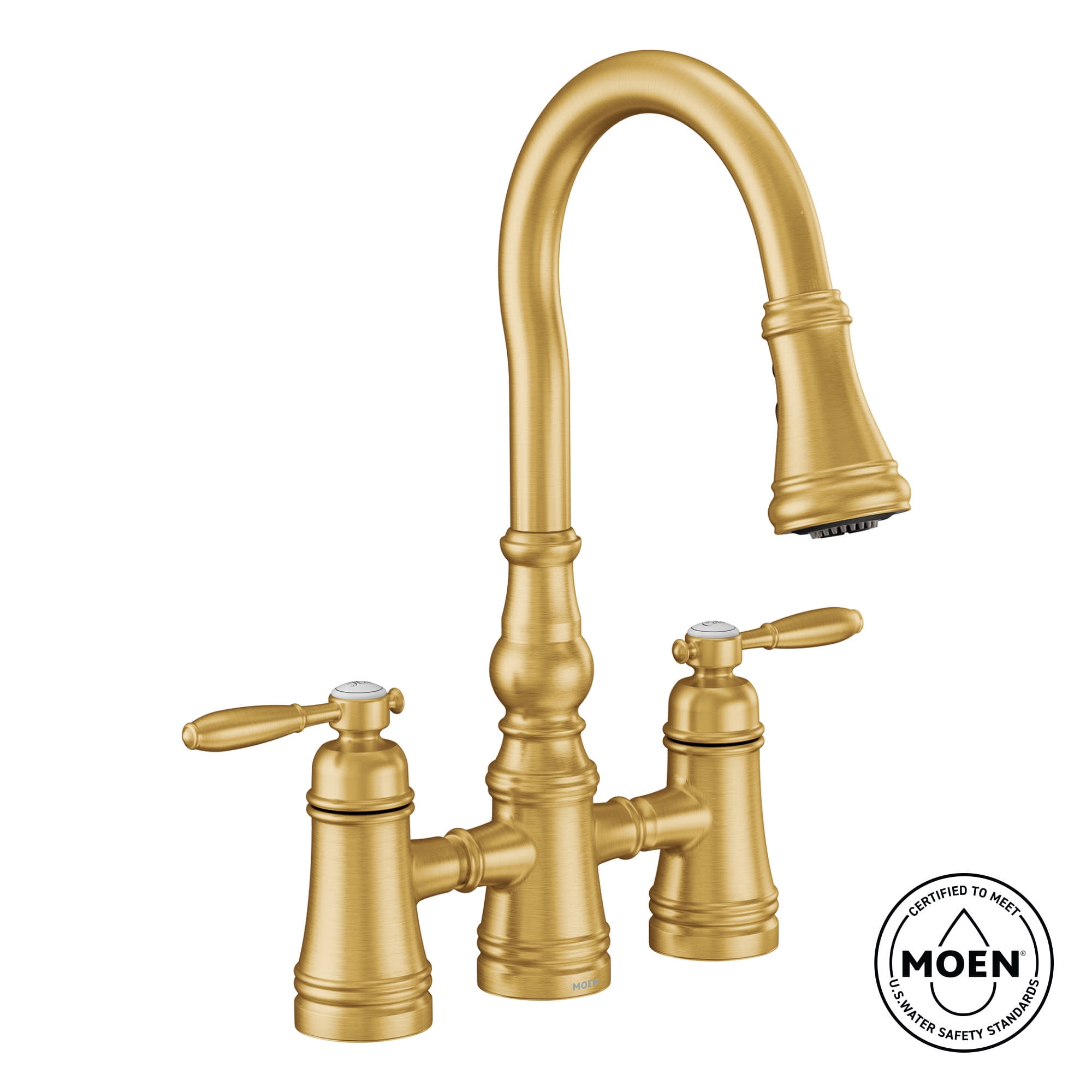 Moen S73204 Weymouth 1.5 GPM Bridge Pull Down Kitchen Faucet - Bronze
