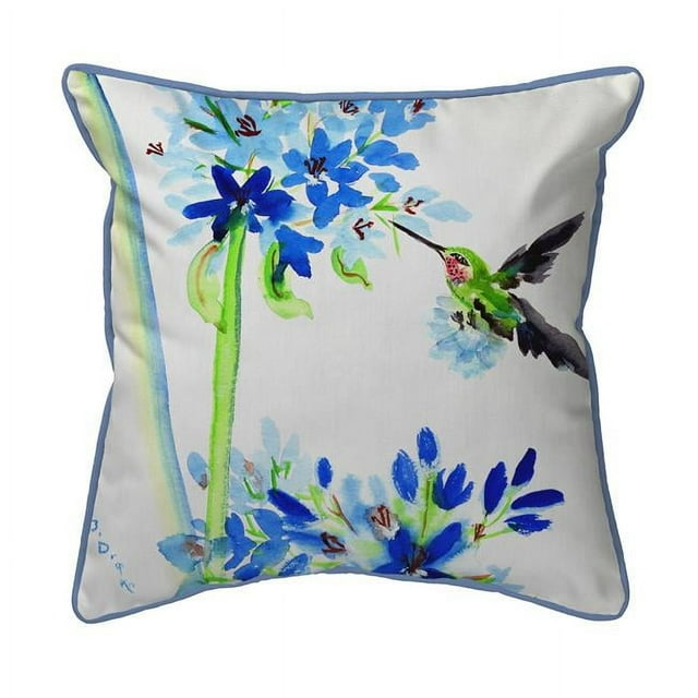 Betsy Drake ZP808 22 x 22 Po. Colibri & Fleurs Bleues Coussin d'Intérieur & Extérieur Extra Large