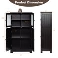 thumbnail image 4 of Giantex Bathroom Storage Cabinet w/Adjustable Shelf, Freestanding Wooden Floor Anti-toppling Device, Pantry Tempered Glass Doors for Kitchen Dining Room & Livingroom, 4 of 8