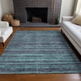 thumbnail image 6 of HomeRoots 622594 3 x 5 ft. Teal, Blue & Gray Striped Washable Transitional Indoor & Outdoor Rectangle Area Rug, 6 of 9