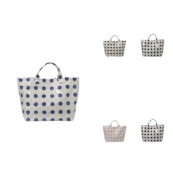 Women Polka Dot Transparent Tote Handbag, Waterproof Lightweight Large Capacity Shopping Bag, Sturdy Handle Casual Shoulder Bag for Beach Travel Daily Errands