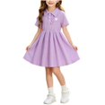 thumbnail image 2 of DJDLJWCJ Girls School Uniform polo Dress 2-7 Cute Printed Button Lapel Short Sleeve Dress Summer Casual Dress Purple Size 2T, 2 of 9