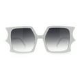 thumbnail image 4 of Womens Bat Wing Oversized Rectangular Plastic Fashion Sunglasses White - Smoke, 4 of 7