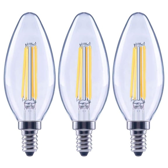 100-Watt Equivalent B11 Dimmable Blunt Tip E12 Candelabra Base Vintage Edison LED Light Bulb 5000K Daylight (3-Pack)