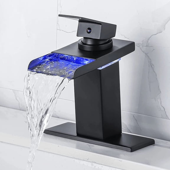 Matte Black LED Bathroom Sink Faucet 1 Hole Single Handle Basin Vanity Faucet