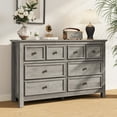 thumbnail image 3 of 8 Drawer Horizontal Dresser for Bedroom, Modern Farmhouse Chest of Drawers Wood Storage Cabinet for Living Room, Gray, 3 of 8