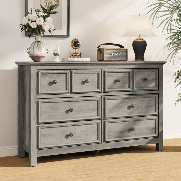 LGHM 2 Piece Bedroom Dresser Set, 6 Drawer Chest Vertical Dresser & 8  Drawer Horizontal Dresser, Grey Wash - Walmart.com