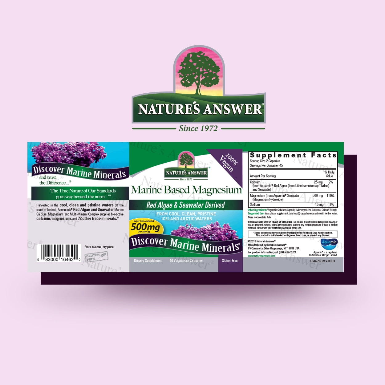 Nature’s Answer Marine Based CAL/MAG 500/250, Calcium/Magnesium, 120 V-caps