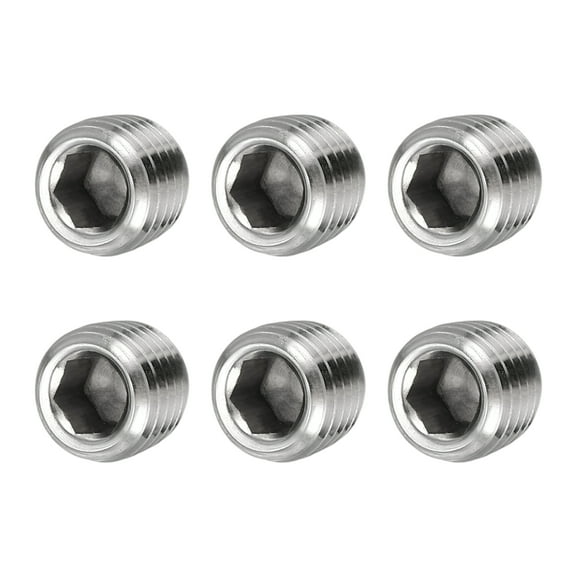 Pipe Plug Stainless Steel Internal Hex Thread Socket - 1/16 Inch NPT Male & 6 Pack