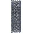 thumbnail image 4 of JONATHAN Y MERCER SHAG 2 x 8 Runner Rug, Mercer Plush Tassel Moroccan Geometric Trellis - Denim Blue/Cream, MCR103A-28, 4 of 4