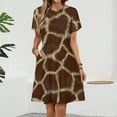 thumbnail image 2 of Giraffe Skin Print Sundress Short Sleeve Dress Summer Women Clothes Dress for Women Dresses, 2 of 7