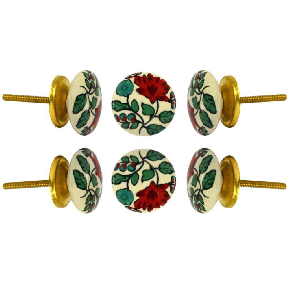 Set of Six Ceramic Plucks Cabinet Knobs by Trinca-Ferro