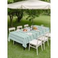 thumbnail image 3 of Outdoor Tablecloth with Umbrella Hole & Zipper, Teal Green Botanical Rectangle Tablecloth 60x102 Inch, Farmhouse Modern Striped Leaf Patio Table Cover Waterproof Table Cloth for Picnic/Party, 3 of 7