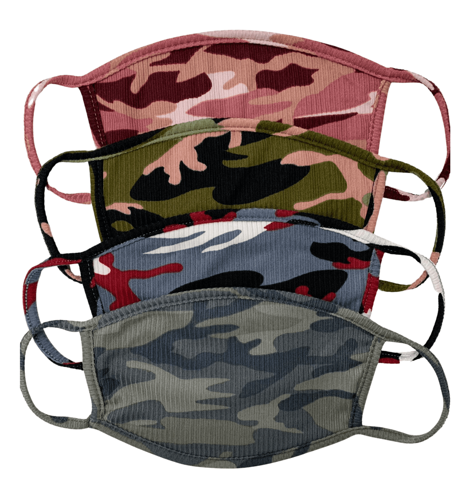 Animal Print or Camouflage Adults Reuseable Elasticated Face Mask 3 pack