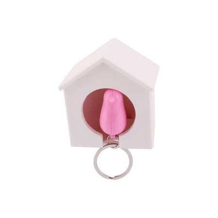 - Sparrow Shaped Plastic Pendant Split Ring Keyring Handbag Purse Decoration Pink