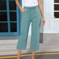 thumbnail image 2 of JJHGVB Cotton Linen Capris for Women Womens Long Shorts Women Linen Shorts Baggy Shorts Women Beach Boho Casual Pants Linen Bermuda Shorts for Women Womens Linen Shorts Below the Knee Green 2 2XL, 2 of 5