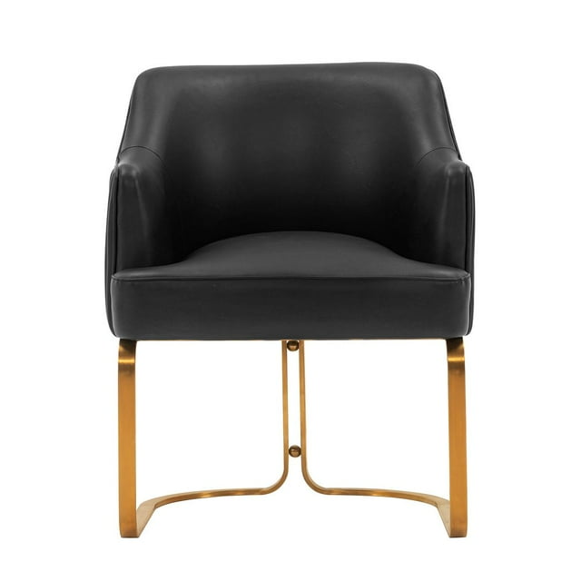 Manhattan Comfort Fauteuil de Salle à Manger Moderne en Similicuir Noir
