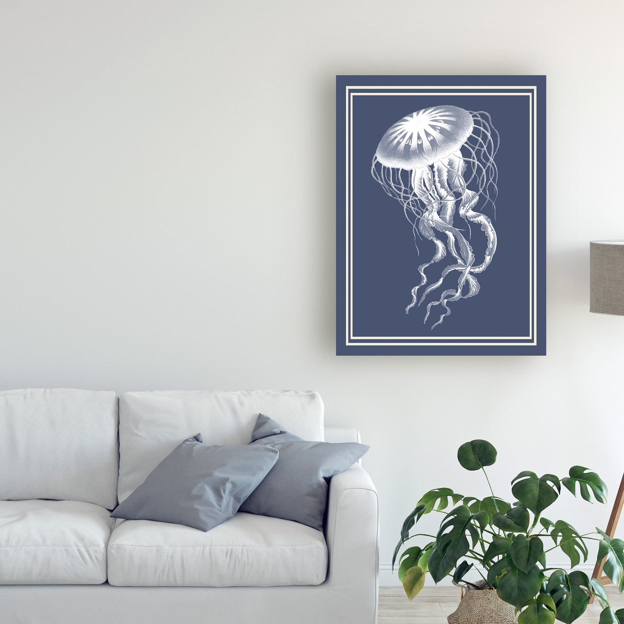 Trademark Fine Art 'Mixed Nautical White On Indigo Blue E' Canvas Art by Fab Funky
