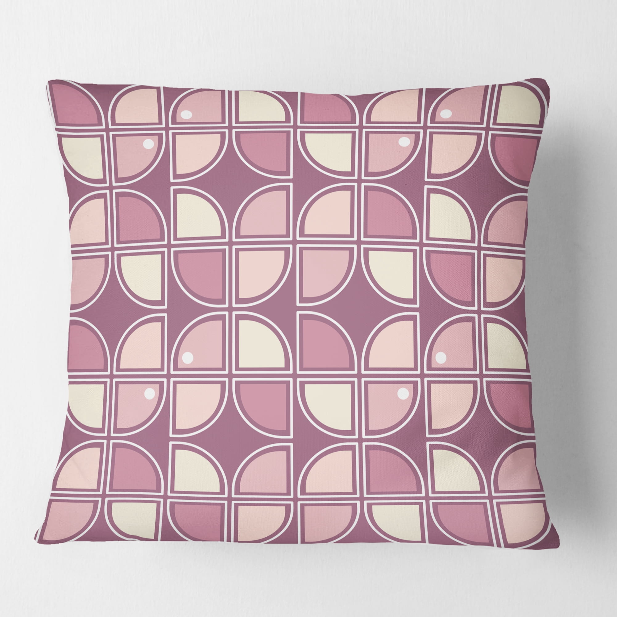 Designart Retro Purple Pink Desing' Mid-Century Modern Throw Pillow - 16x16