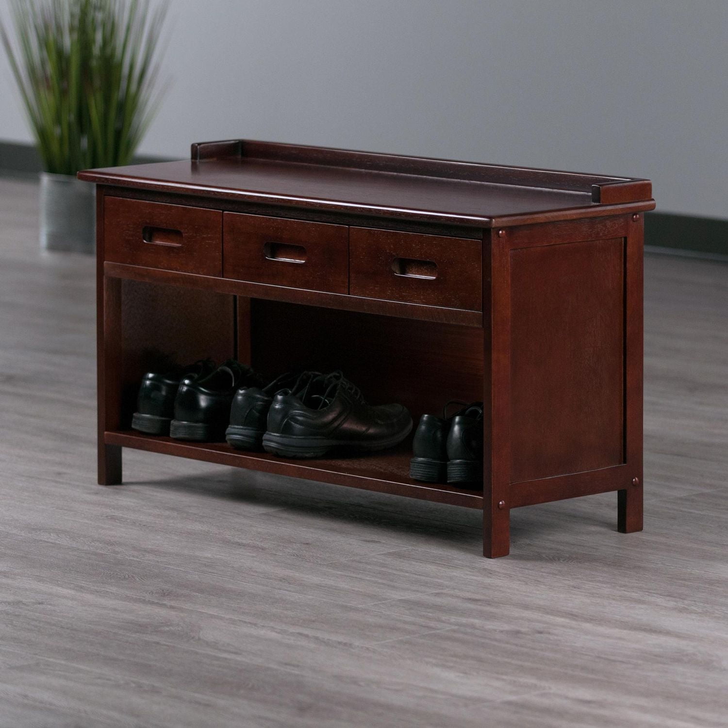 Adriana Storage bench with 3 drawers in walnut finish , item 94038
