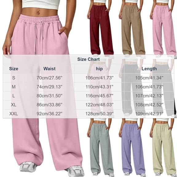 BUIGTTKLOP Womens Sweatpants Fleece Lined Wide Leg Sweat Pants Cotton Elastic Waisted Trousers with Pockets
