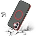 thumbnail image 2 of For iPhone 16 6.1 inch Royal Magnetic Ring Skin-Touch HQ Metal Buttons/Camera Lip Hybrid - Red, 2 of 3