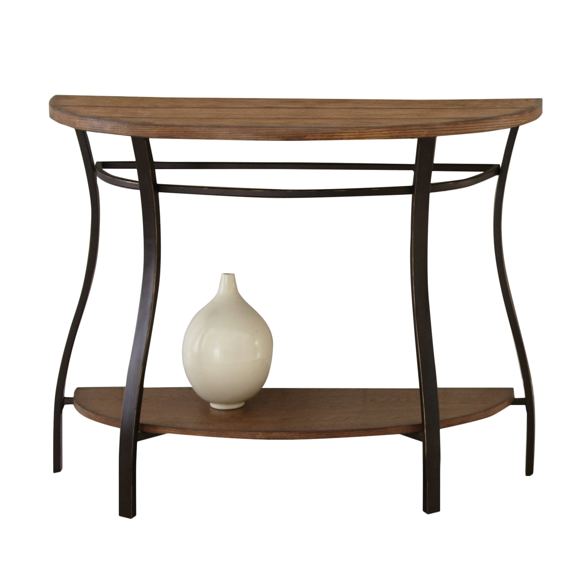 Oak Sofa Table, Console Table with Wood Top, Industrial Entryway Table