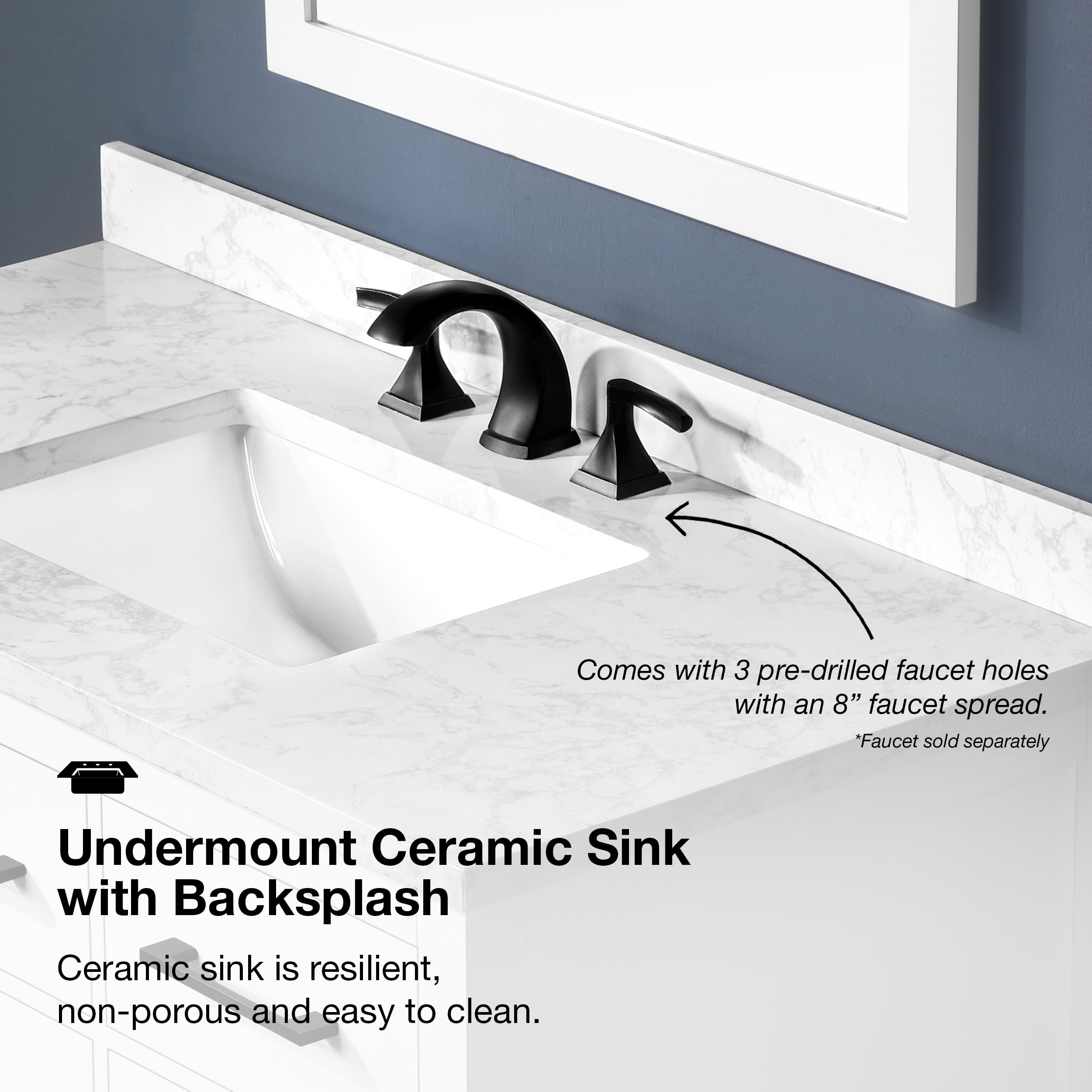 Ove Decors Athea 42 W x 22" D Freestanding Bathroom Vanity with Double Sink, Pure White