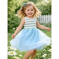 thumbnail image 4 of HILEELANG Toddler & Little Girls Striped Ribbed Tulle Dress, Light Blue Sleeveless Summer Sundress, 2T-7T, 4 of 10